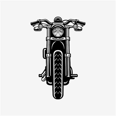 Premium Vector Chopper Motorcycle Front View Vector Monochrome Silhouette Isolated Eps