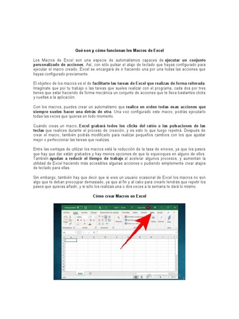 Qué Son Y Cómo Funcionan Los Macros De Excel Pdf Macro Informática