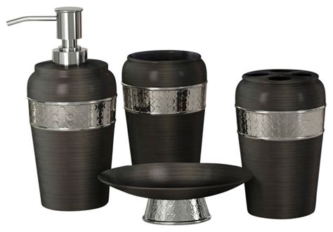 Nu Steel Flannel 4 Piece Mod Bath Collection Set Contemporary