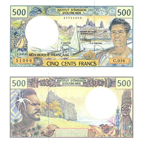 1996 French Pacific Territories 500 Francs Banknote Black Mountain