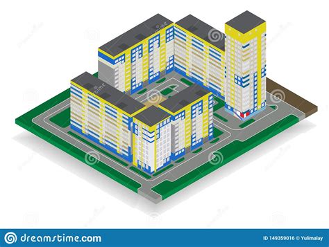 Edificio Isom Trico De La Subida Del Vector Alto En Ciudad Urbana