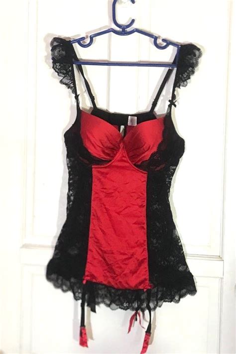 Febvday HOT RED LOLITA LINGERIE NIGHT WEAR FOR HONEYMOON LACE BLACK AND RED Two Tone FIT