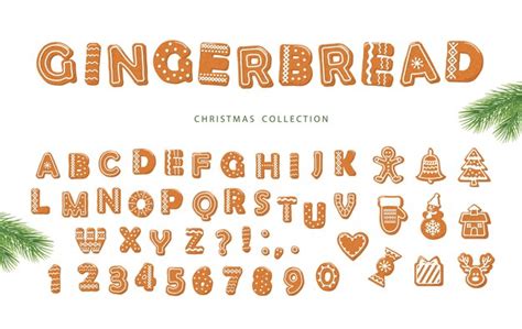 Premium Vector | Christmas gingerbread cookie font.