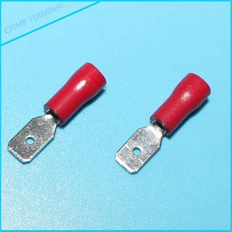 100pcs Red 4 8mm Spade Crimp Terminal MDD1 25 187 Male Pre Insulated