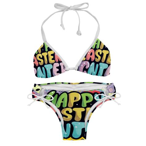 Easter Font Detachable Sponge Adjustable Strap Bikini Set Two Pack Swimsuits For All Occasions