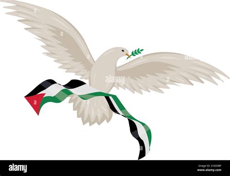 Palestine Peace Dove Holding Flag Illustration Stock Vector Image And Art