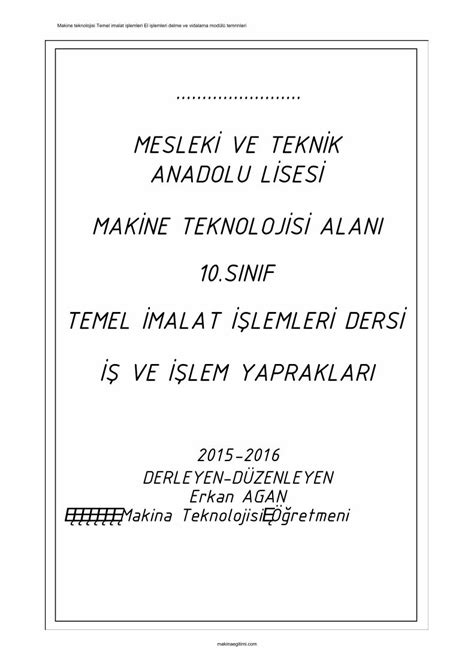 PDF Makine Eğitimi Makine teknolojisi Makine eğitim ve dersleri