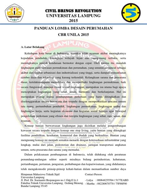 PDF TOR Lomba Desain Perumahan CBR Unila 2015 Revision DOKUMEN TIPS