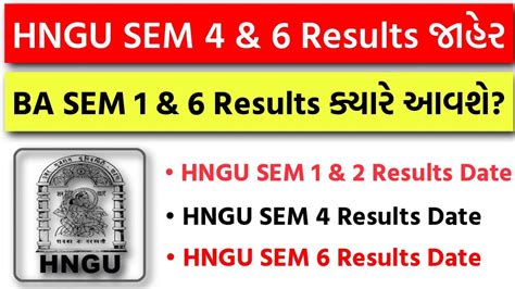 HNGU BA BCOM BSC BEd MA MCOM MSC SEM 1 SEM 2 SEM 4 SEM 6 Results