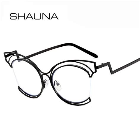 Cheap Shauna Anti Blue Light Oversize Metal Semi Rimless Cat Eye