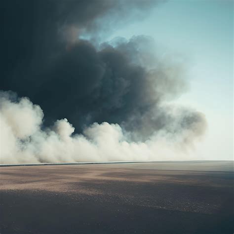 Una Gran Nube De Humo Está Sobre El Agua Y El Cielo Es Azul Foto Premium