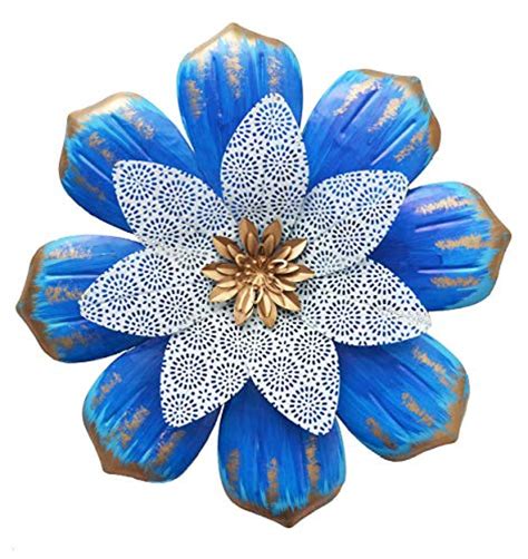 Blue Metal Flower Wall Decor - Wall Sculptures(13.5" Blue)