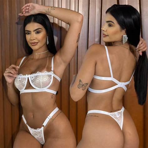 Conjunto Lingerie Sexy Meia Taça Gringa Sensual Renda Like you