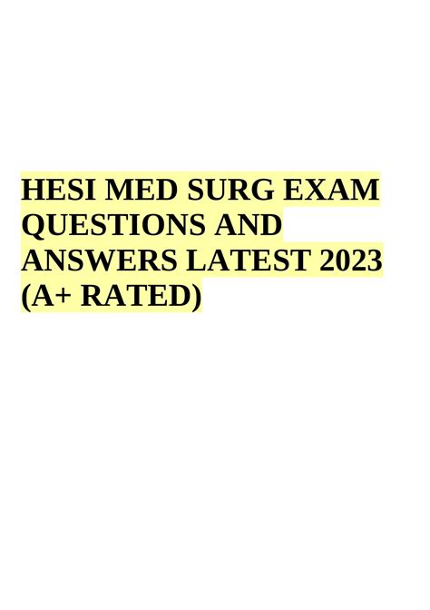 Hesi Med Surg Test Bank Complete Solution Rated A Latest 2023 Hesi