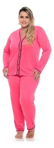 Pijama Feminino Aberto Es Liso Plus Size Americano Frio Mercadolivre