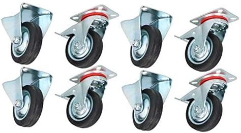 Mm Fixed Swivel Castors With Brakes Wheels Trolley Furniture