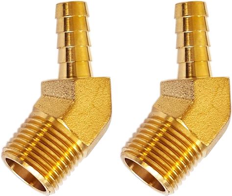 2pcs Premium 38 Hose Barb X 12 Male Npt Brass Elbow 45