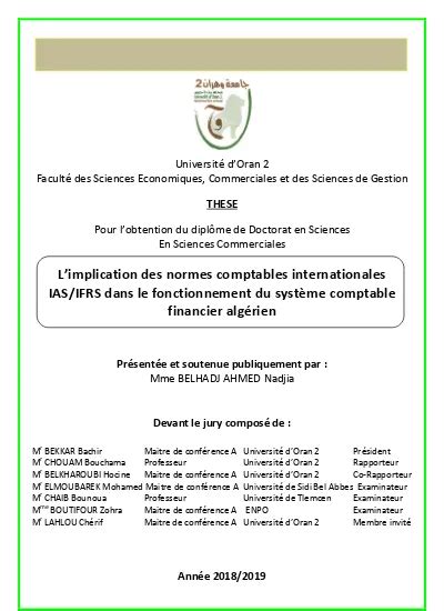 Limplication Des Normes Comptables Internationales IAS IFRS Dans Le