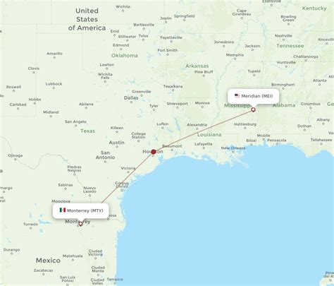 All Flight Routes From Meridian To Monterrey MEI To MTY Flight Routes