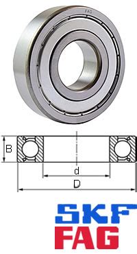 Rillenkugellager offen 2RS 2Z Ø 5 00 80 00 mm von FAG und SKF