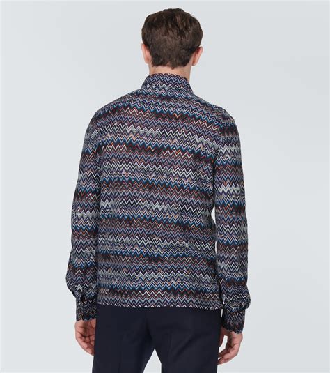 Zig Zag Cotton Blend Shirt In Blue Missoni Mytheresa