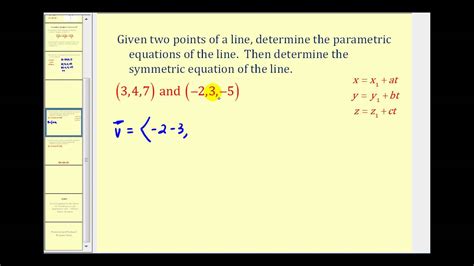 Parametric Equations Of A Line In 3d Youtube