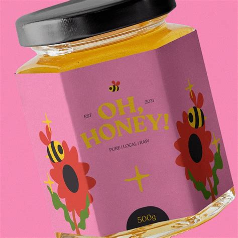 Oh Honey On Behance Honey Packaging Honey Label Design Honey Brand