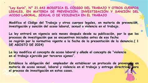 Ppt Ley Karinpdf Modificacion CÓdigo Trabajo Acoso Sexual Laboral Y Violencia En El Trabajo Ppt