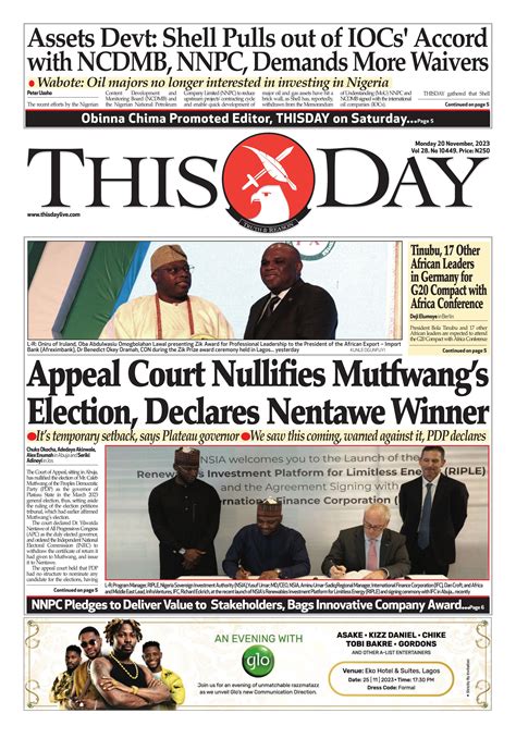 Monday 20th November 2023 By Thisday Newspapers Ltd Issuu