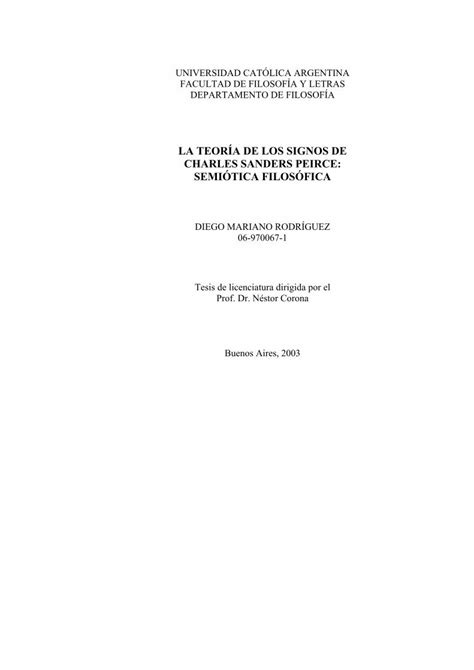 Pdf La Teor A De Los Signos De Charles Sanders Peirce Semi Tica