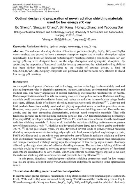 Optimal Design And Preparation Of Novel Radiation Shielding Materials Used For Low Energy γx