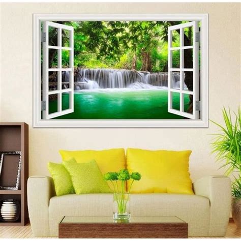 Fausse Fen Tre Tableaux De Paysage De For T D Eau Verte Impression Sur