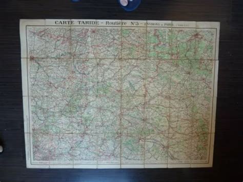 ANCIENNE CARTE TARIDE Sur Toile Environs De Paris Nord Est 90 Cm X 72