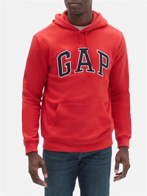 Gap Gap Mens Fleece Arch Logo Pullover Hoodie True Red X Large