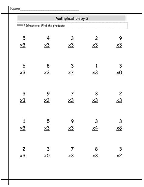 Printable Multiplication Worksheets 3s