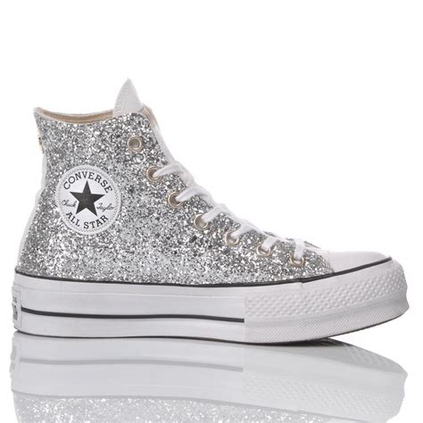 Converse Platform Glitter Silver | Glitter converse, Sparkly converse ...