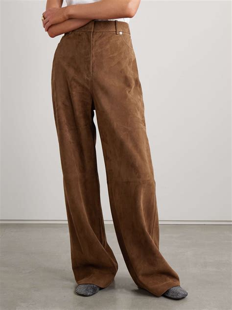 Loewe Paneled Suede High Rise Wide Leg Pants Net A Porter