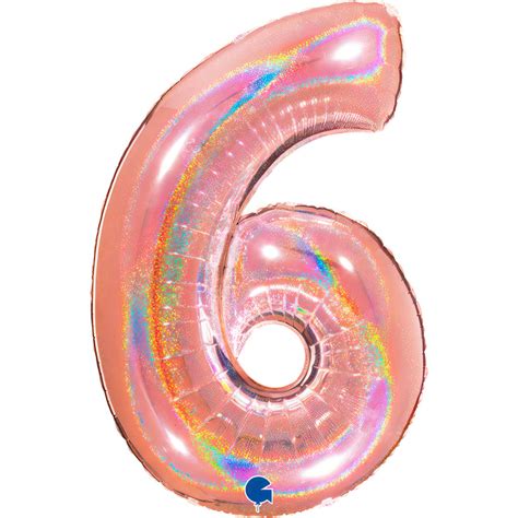 Palloncino Number Glitter Holographic Rose Gold Inc Oro Rosato