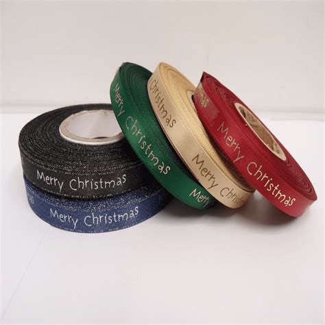 Or Metres Mm Merry Christmas Satin Ribbon Xmas Roll Craft Double