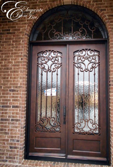 Custom Iron Front Door With Arched Transom Iron Front Door Front Entry Doors Wrought Iron