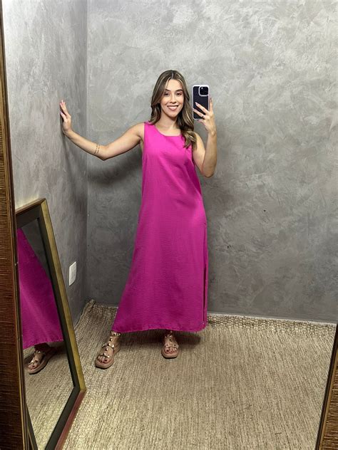 Vestido Midi Em Linho Air Flow Lan Amentos Marikitta Roupas