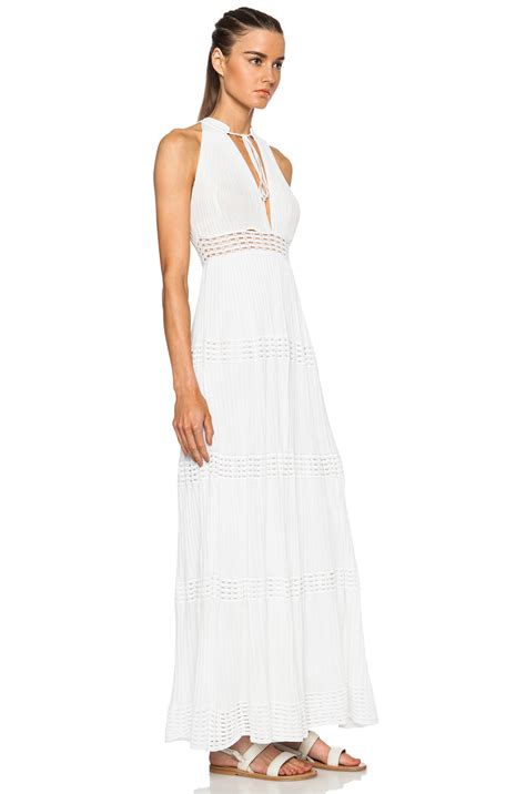 Lyst M Missoni Tiered Halter Cotton Blend Maxi Dress In White