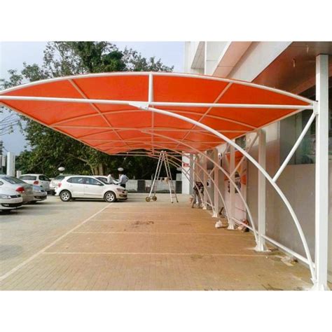 Rectangle Orange Pvc Car Parking Tensile Shed Structure Polished