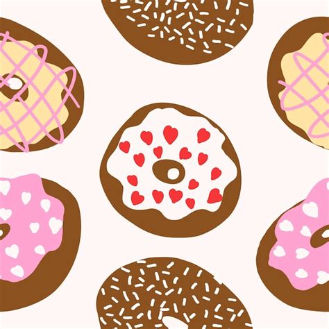 Premium Vector Seamless Donuts Pattern In Cartoon Flat Style