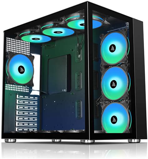 Pc Case Atx Mid Tower Case Tempered Glass Gaming Computer 43 Off