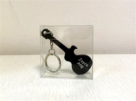 Laser Engraved Guitar Shaped Bottle Opener Keychain