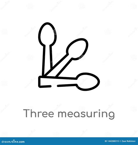 Outline Three Measuring Spoons Vector Icon Isolated Black Simple Line