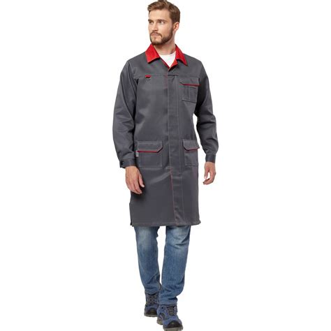 Халат Эксперт Спецодежда Страйк серый/красный, р. 52-54, рост 170-176 ...