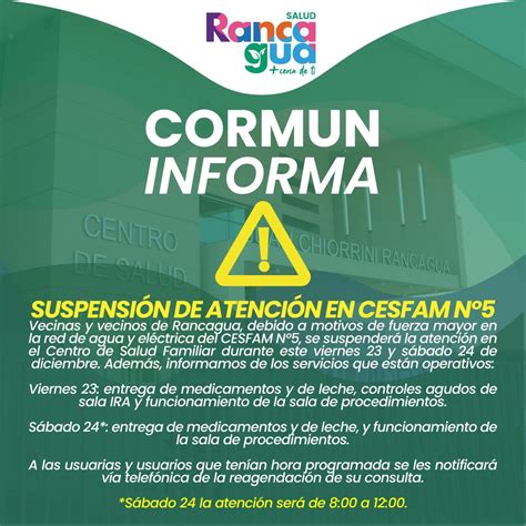 Cormun Rancagua On Twitter Suspensi N De Atenci N En Cesfam N