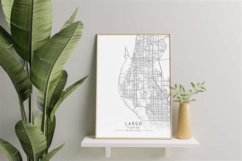 Largo Florida US Gray City Map Graphic By Calendarstores Creative